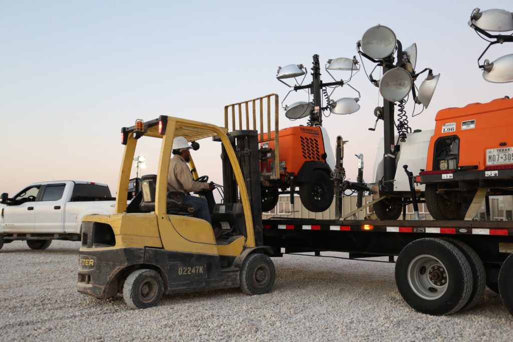Forklift rental on a Wolfpack jobsite